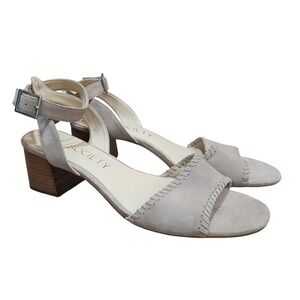 Sole Society Women's Suede Ankle Strap Block Heels Beige Size 12M